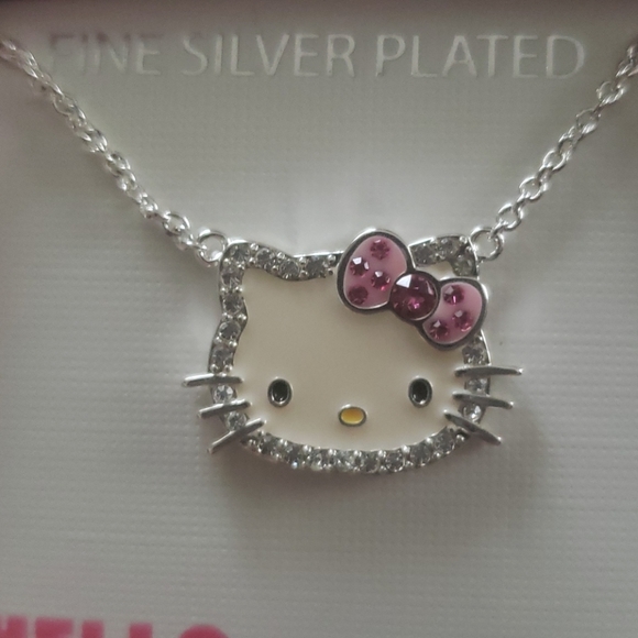 NIB Hello Kitty Silver Plated Crystal Necklace - Picture 4 of 7